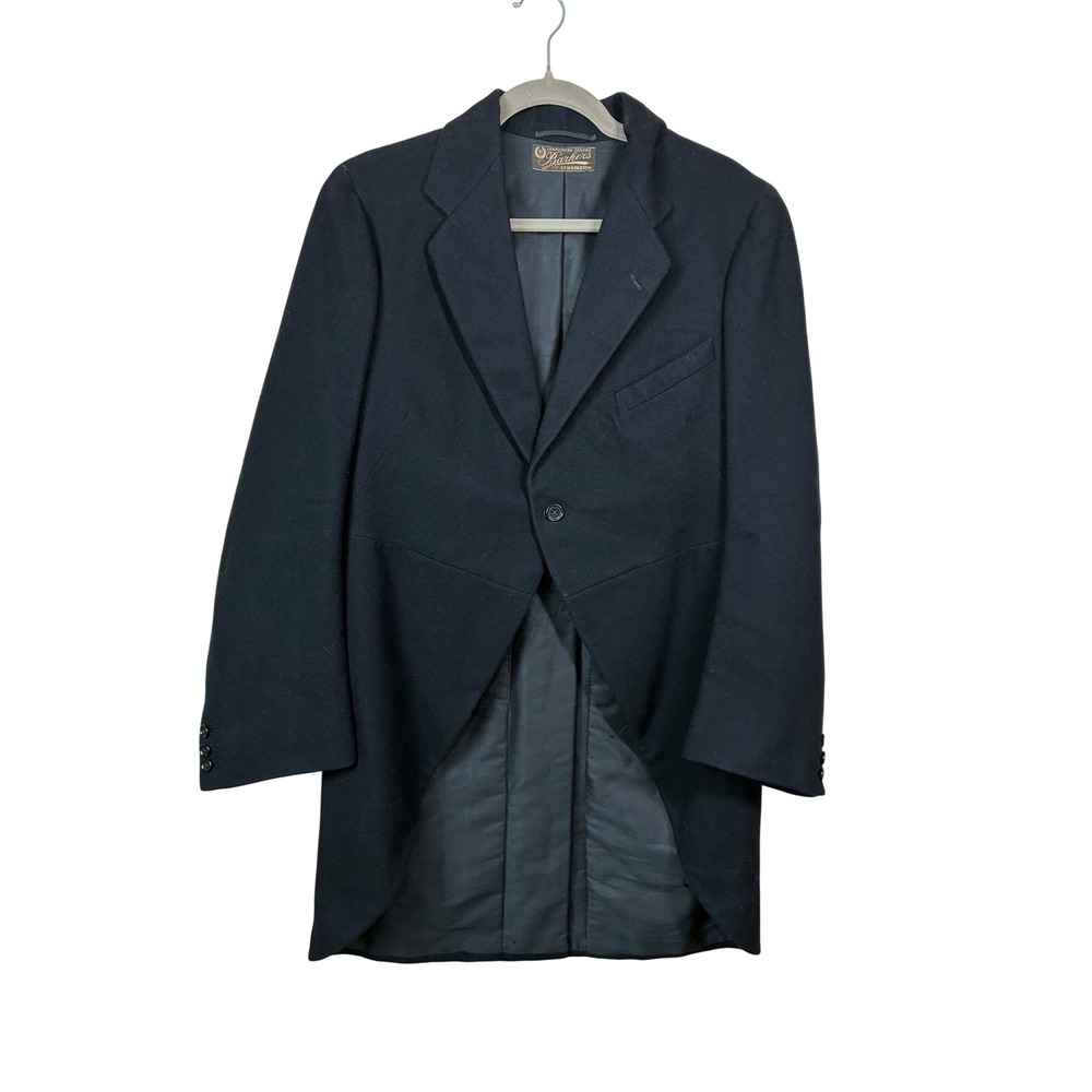 Barkers of Kensington Mens Vintage Black Wool Morning Coat Tailcoat Size 38